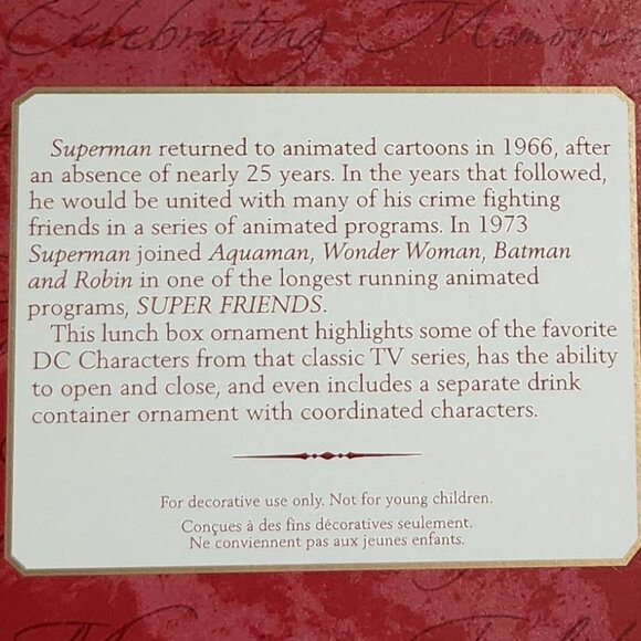 NIB - Vintage 2-pc Hallmark Keepsake Ornament Super Friends Tin Lunchbox  - 2000 - Picture 13 of 13